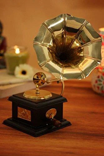 Golden Brass Mini Decorative Gramophone