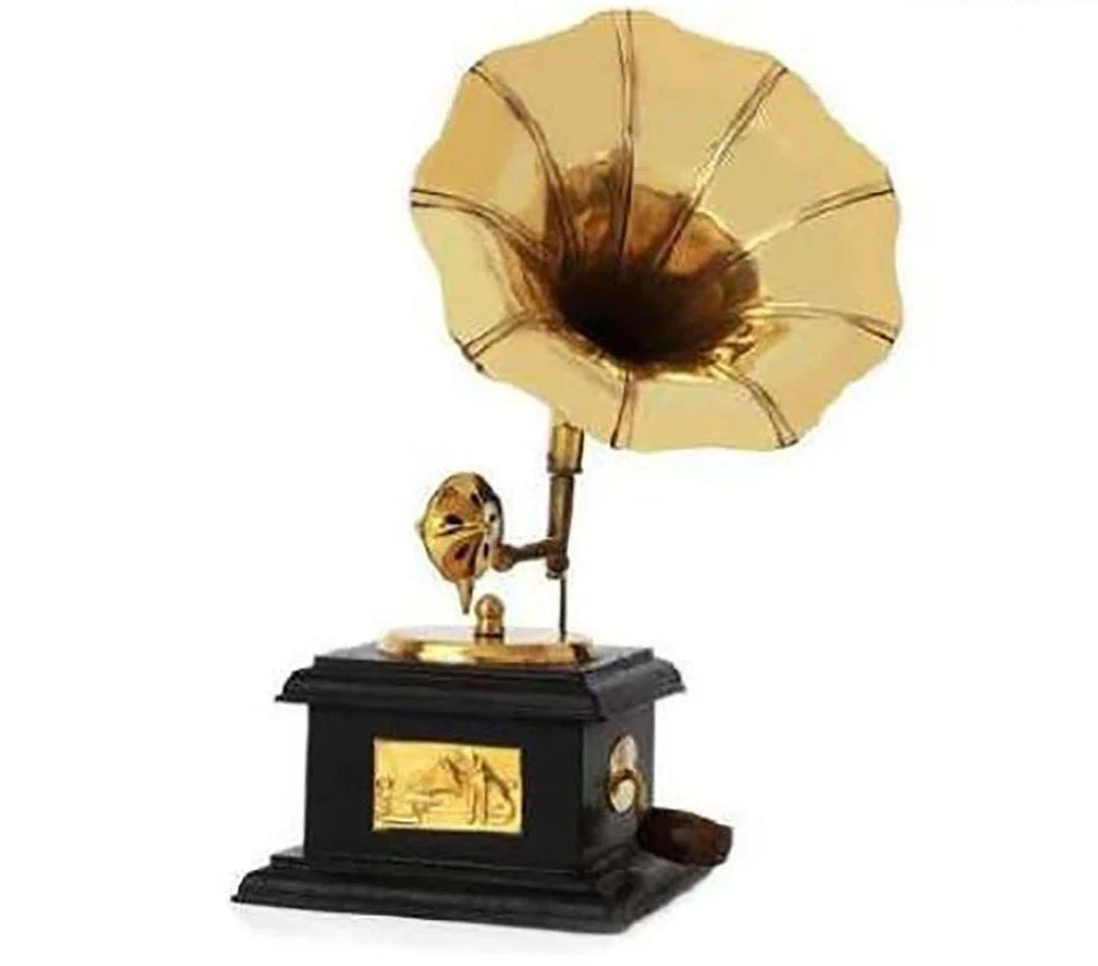 Golden Brass Mini Decorative Gramophone